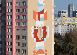 Obnovený mural "Mierová pieseň" od Jána Ilavského v Petržalke, Bratislava 2023